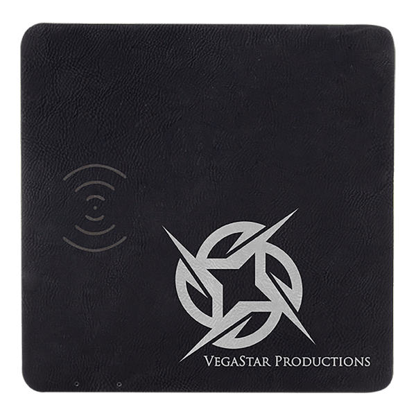 8″ x 8″ Black/Silver Laserable Leatherette Phone Charging Mat
