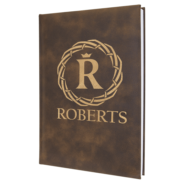 7″ x 9 3/4″ Rustic/Gold Laserable Leatherette Journal with Lined Notepad
