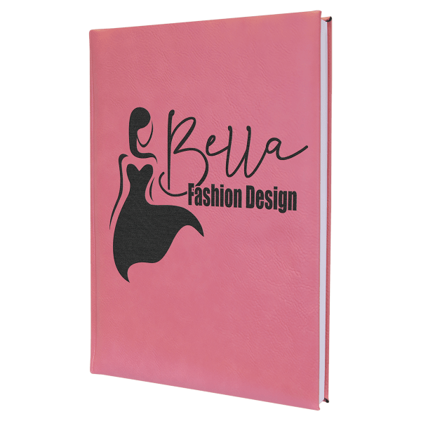 7″ x 9 3/4″ Pink Laserable Leatherette Sketch Book with Unlined Notepad