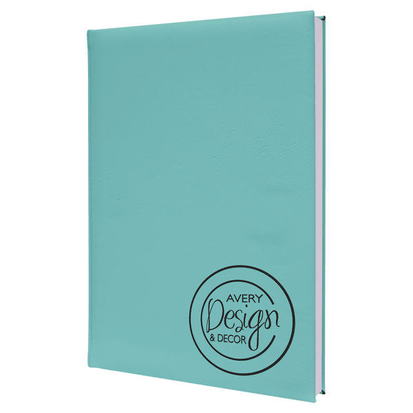 7″ x 9 3/4″ Teal Laserable Leatherette Sketch Book with Unlined Notepad