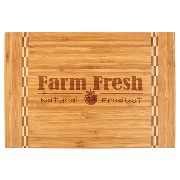 15″ x 10 1/4″ Bamboo Cutting Board with Butcher Block Inlay
