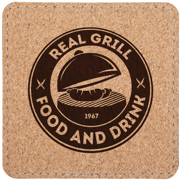 4″ x 4″ Square Cork Coaster with Stitching