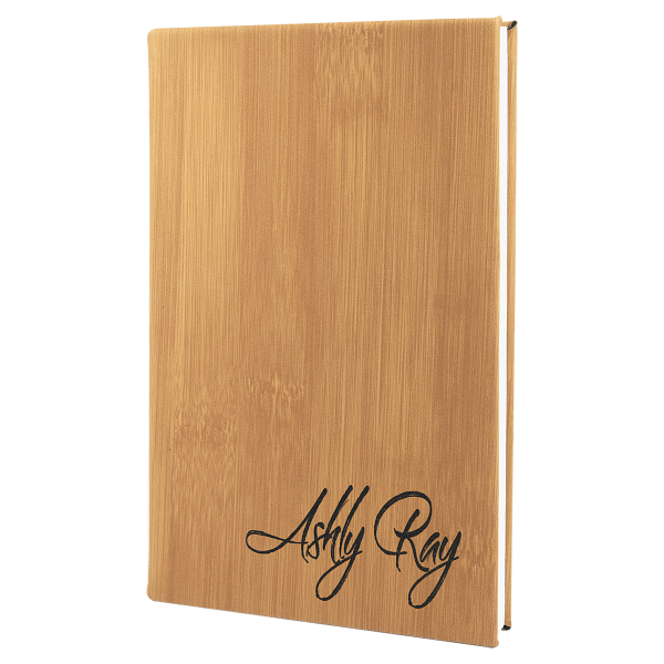 5 1/4″ x 8 1/4″ Bamboo Laserable Leatherette Journal with Lined Notepad