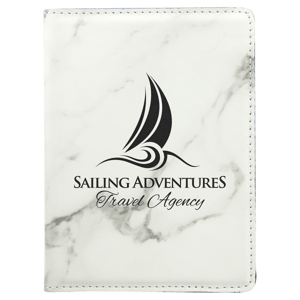 4 1/4″ x 5 1/2″ White Marble Laserable Leatherette Passport Holder