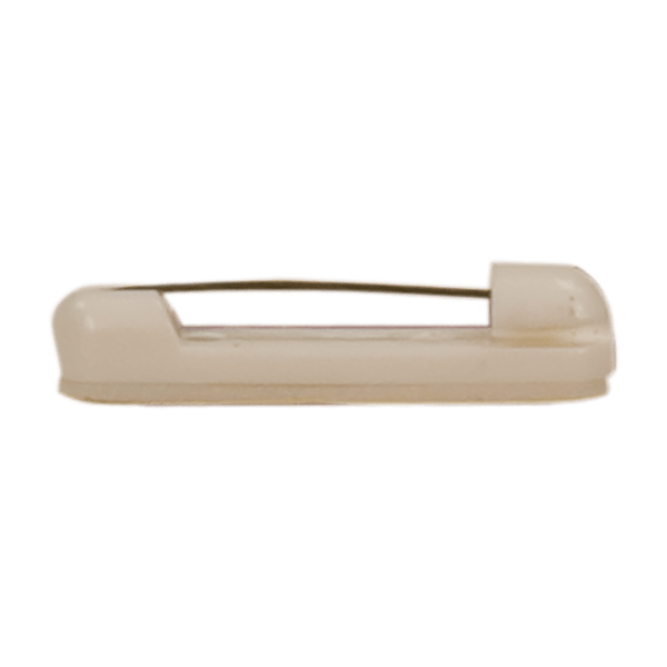 1 1/2″ White Rounded Plastic Bar Pin with Adhesive