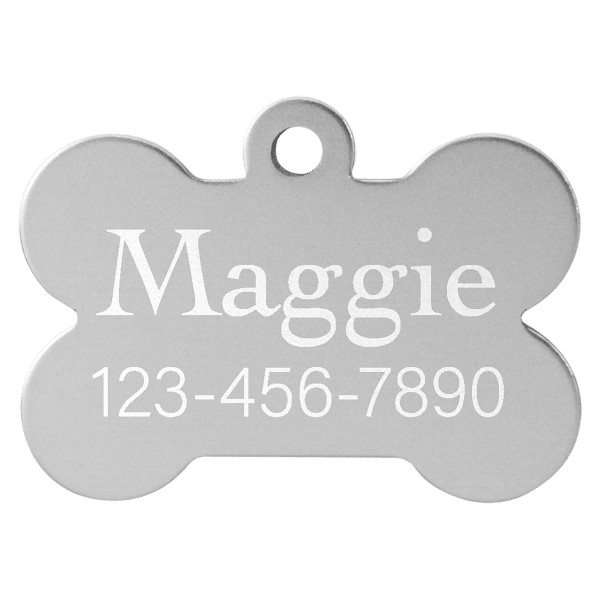 1 1/4″ x 3/4″ Silver Laserable Anodized Aluminum Bone Pet Tag