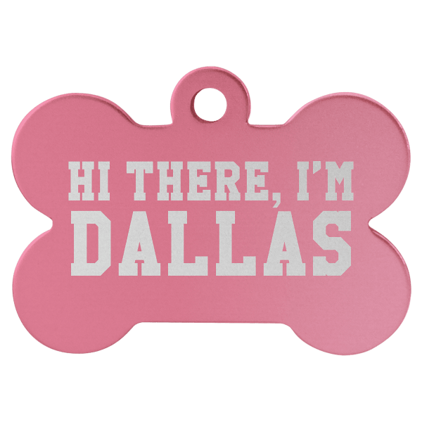 1 1/2″ x 1″ Pink Laserable Anodized Aluminum Bone Pet Tag