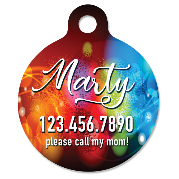 1 1/4″ Gloss White Sublimatable Aluminum Round Pet Tag with Tab