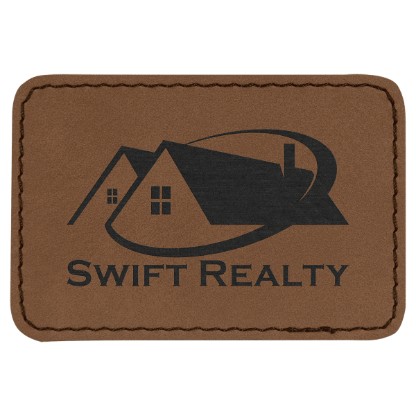 3″ x 2″ Rectangle Dark Brown Laserable Leatherette Patch with Adhesive