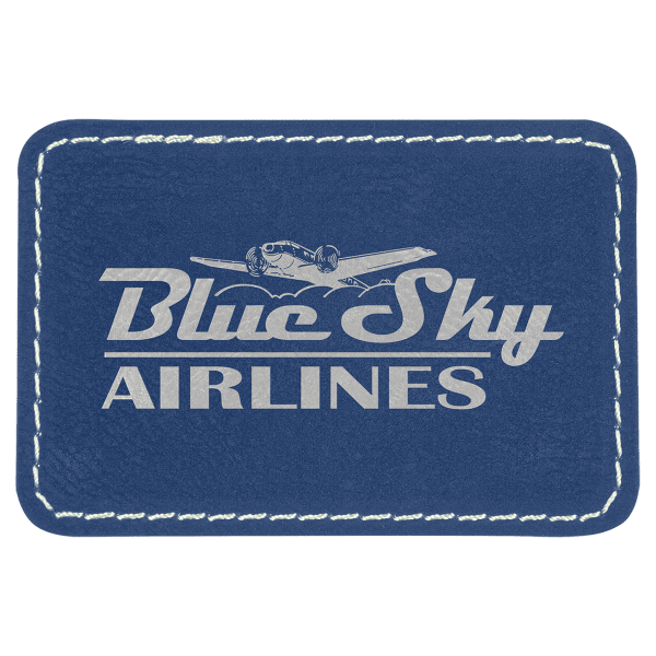 3″ x 2″ Rectangle Blue/Silver Laserable Leatherette Patch with Adhesive