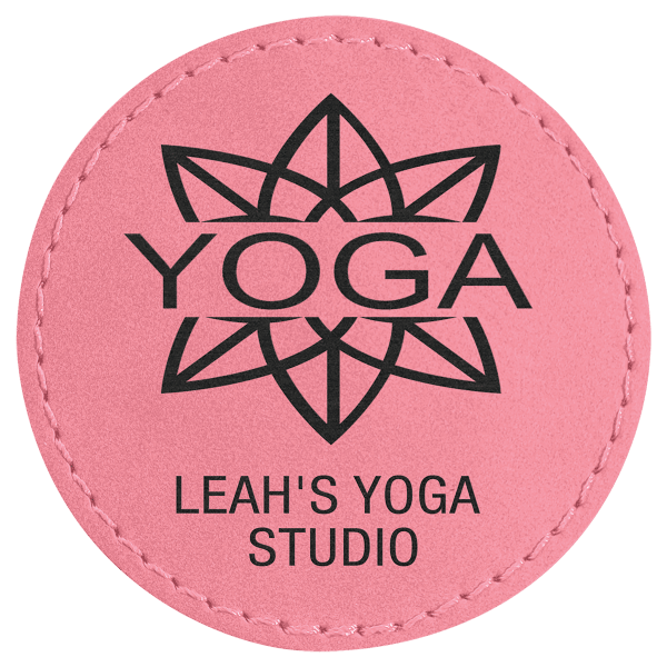 2 1/2″ Round Pink Laserable Leatherette Patch with Adhesive