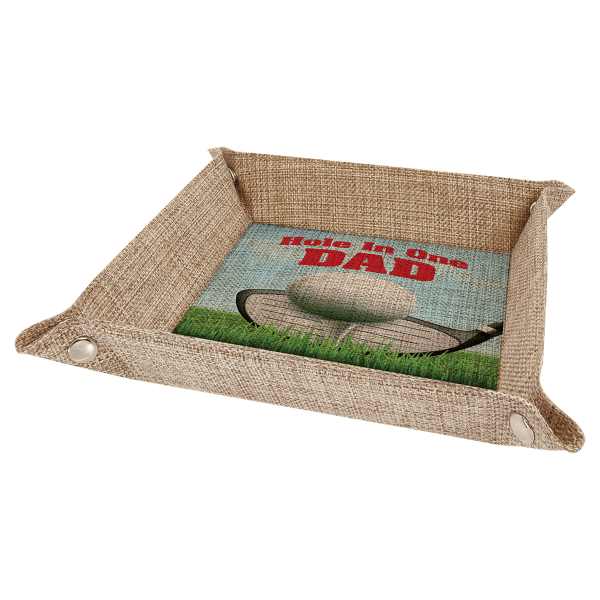 6″ x 6″ Sublimatable Burlap Snap Up Tray with Silver Snaps