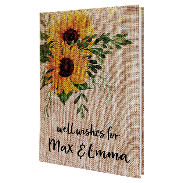 7″ x 9 3/4″ Burlap Sketch Book with White Unlined Notepad