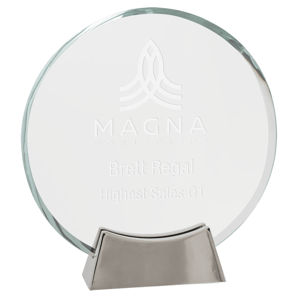7 1/4″ Round Platinum Glass with Full Metal Base