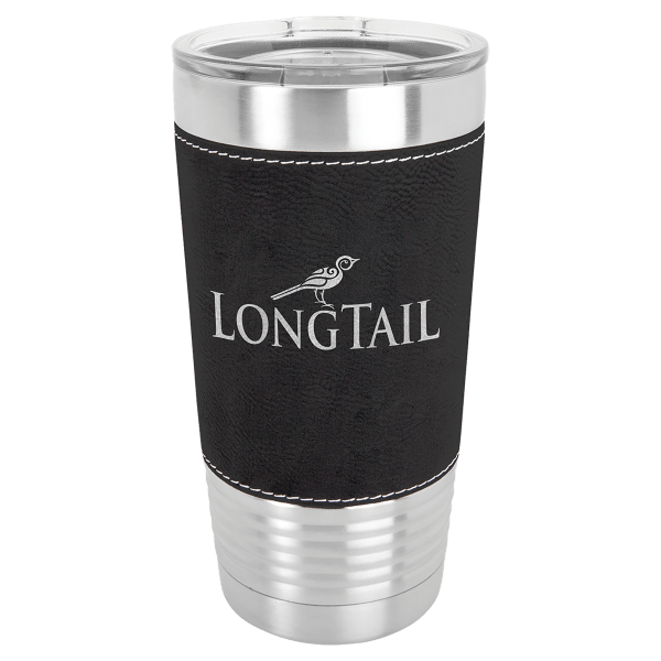 Polar Camel 20 oz. Black/Silver Leatherette Grip Tumbler with Standard Lid