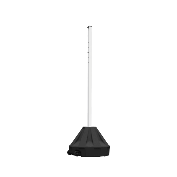 18″ x 12″ Black Roll-A-Post Base with 60″ White Post