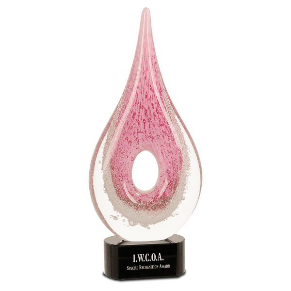 12″ Pink Round Window Raindrop Art Glass