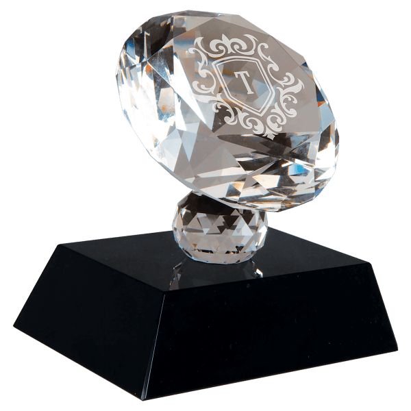 3 1/2″ Crystal Diamond on Black Pedestal Base