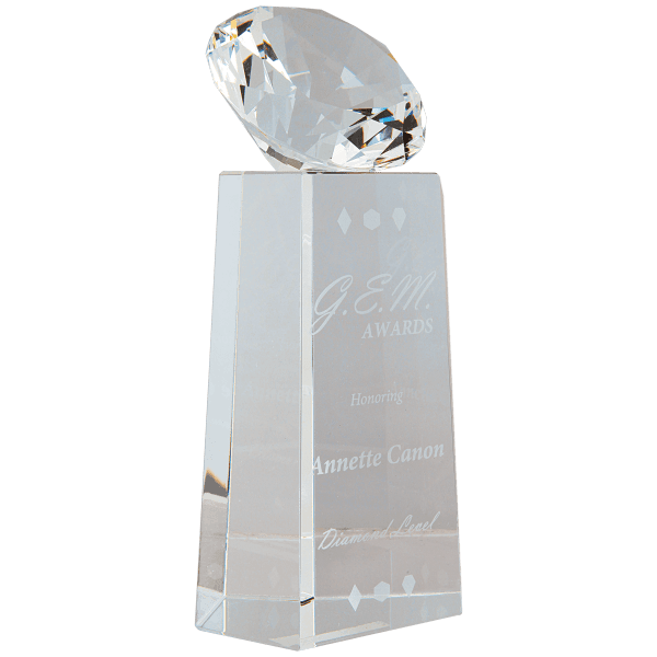 7 3/4″ Crystal Diamond on Clear Crystal Pedestal