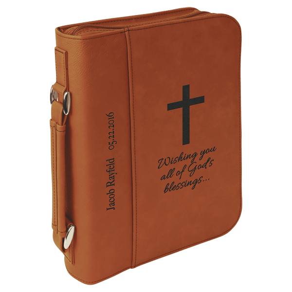 7 1/2″ x 10 3/4″ Rawhide Leatherette Book/Bible Cover with Handle & Zipper