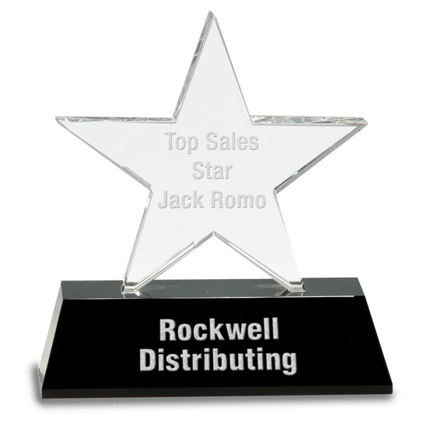 6 3/4″ Clear Crystal Star on Black Pedestal Base