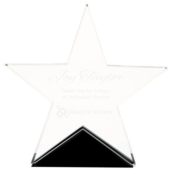 5 3/4″ x 5 1/2″ Clear Glass Star on Black Base