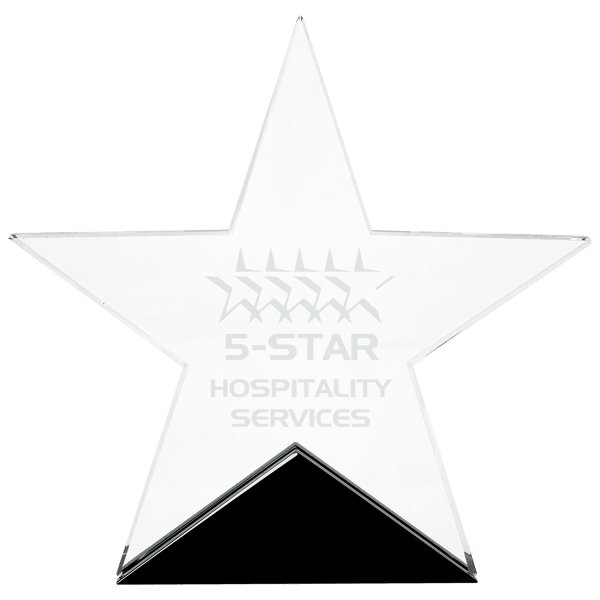 6 3/4″ x 6 1/2″ Clear Glass Star on Black Base
