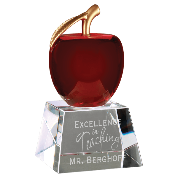 6″ Red Crystal Apple with Clear Base