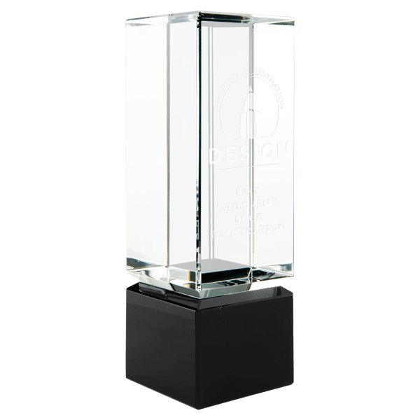 2 1/4″ x 7″ Clear Crystal Block on Black Crystal Base