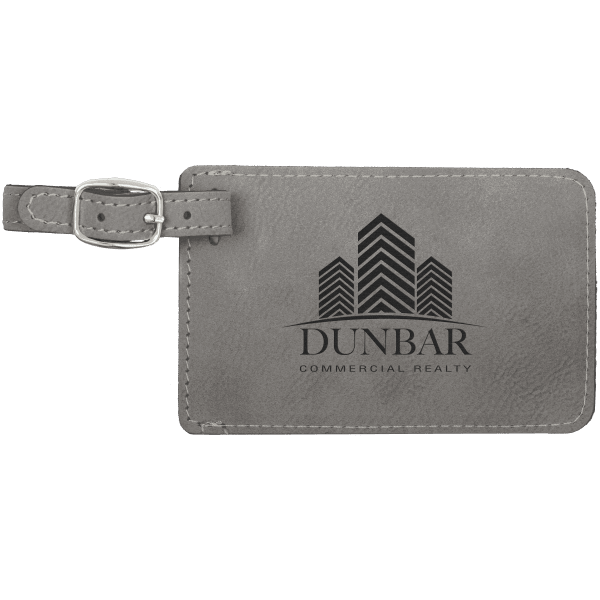 4 1/4″ x 2 3/4″ Gray Laserable Leatherette Luggage Tag