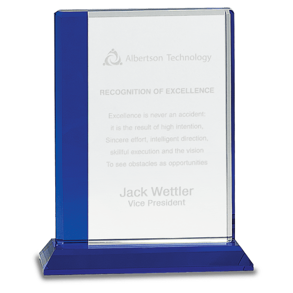 6 1/2″ x 8″ Blue Edge Crystal on Blue Base
