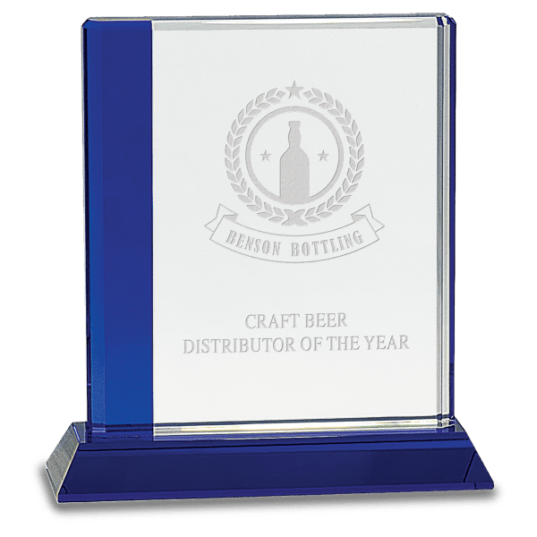 6 1/2″ x 7″ Blue Edge Crystal on Blue Base