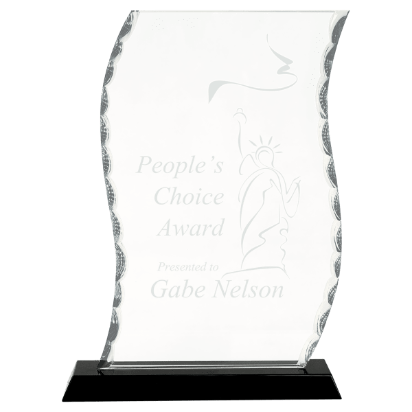 9 1/2″ Scroll Facet Glass on Black Base