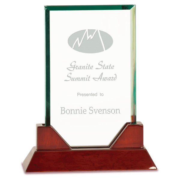 8 3/4″ Rectangle Prestige Glass with Rosewood Piano Finish Base