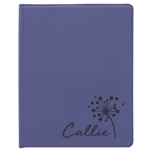 9 1/2″ x 12″ Purple Laserable Leatherette Portfolio with Notepad