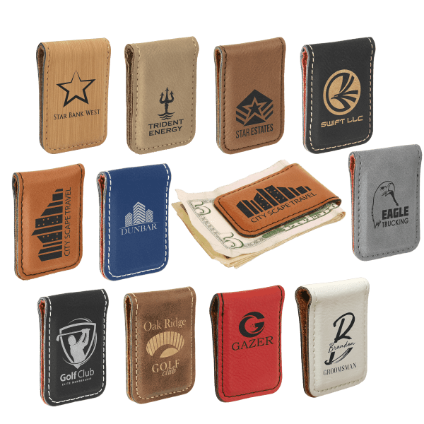 1 3/4″ x 2 1/2″ Laserable Leatherette Money Clip Sample Set