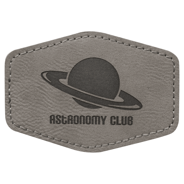 3 1/2″ x 2 1/2″ Hex Gray Laserable Leatherette Patch with Adhesive