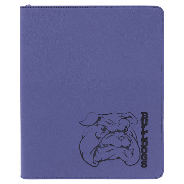 9 1/2″ x 12″ Purple with Zipper Laserable Leatherette Portfolio with Notepad