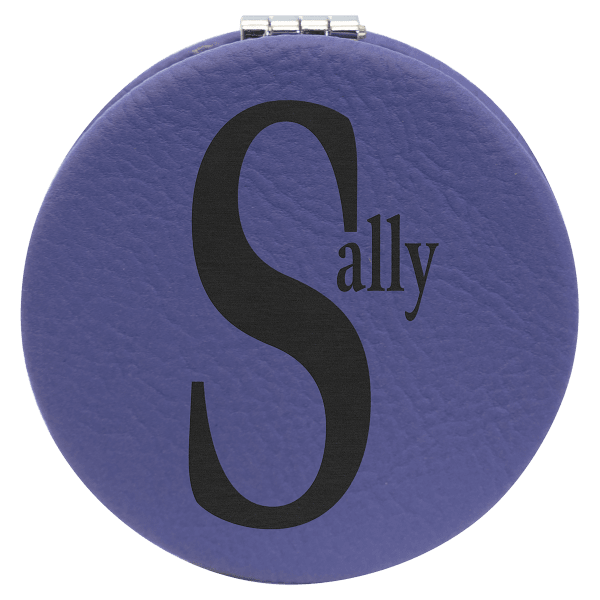 2 1/2″ Purple Laserable Leatherette Compact Mirror