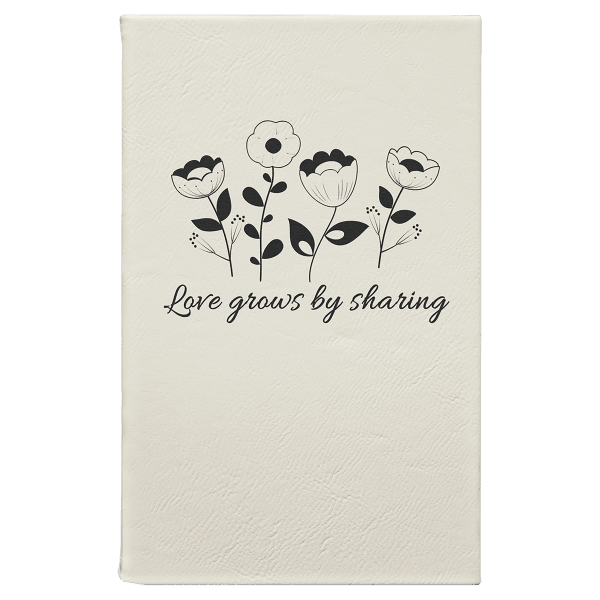 5 1/4″ x 8 1/4″ White/Black Laserable Leatherette Journal with Lined Notepad
