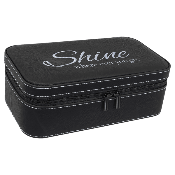 7 1/2″ X 4 1/2″ Black/Silver Laserable Leatherette Jewelry Box