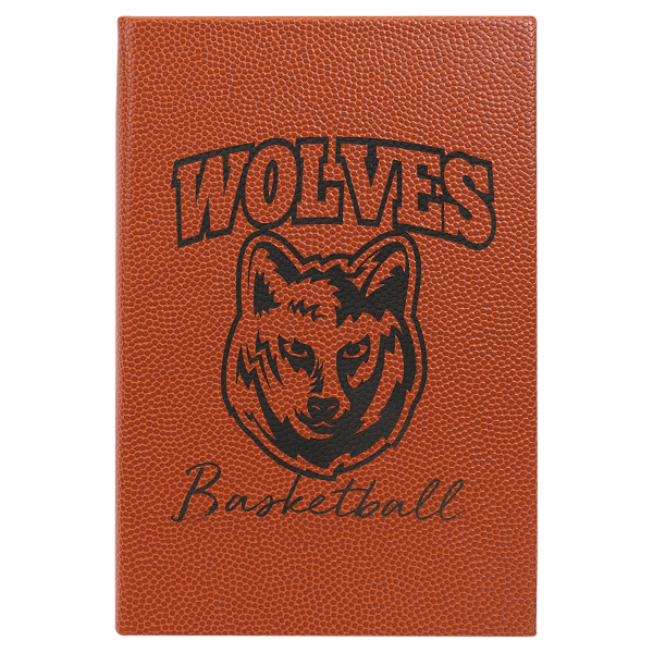 5 1/4″ x 8 1/4″ Basketball Laserable Leatherette Journal with Lined Notepad