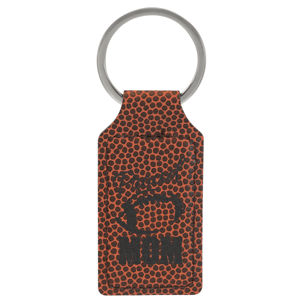 2 3/4″ x 1 1/4″ Football Laserable Leatherette Rectangle Keychain