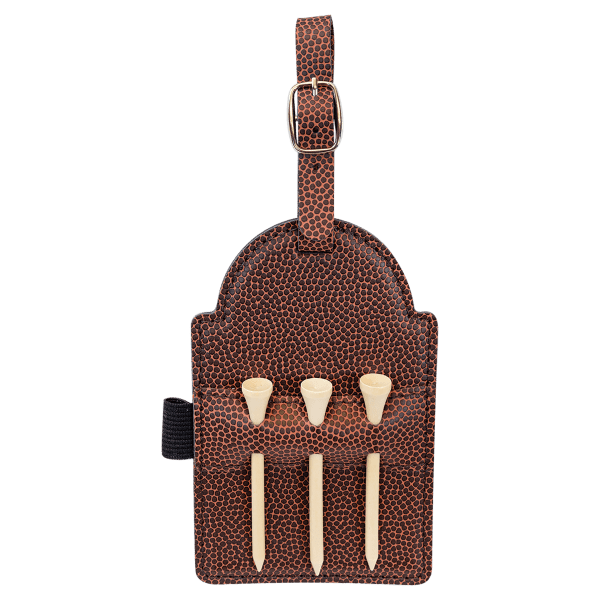 5″ x 3 1/4″ Football Laserable Leatherette Golf Bag Tag with 3 Wooden Tees