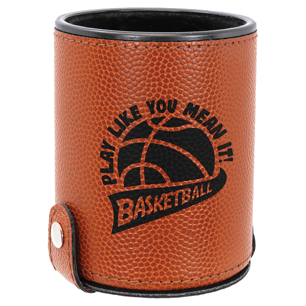 Basketball Laserable Leatherette Dice Cup with 5 Dice