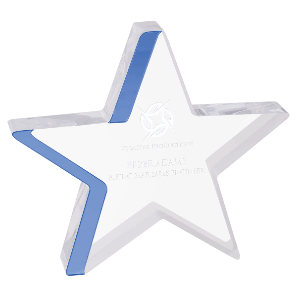 6 3/4″ x 6″ Star Acrylic with Blue Edge