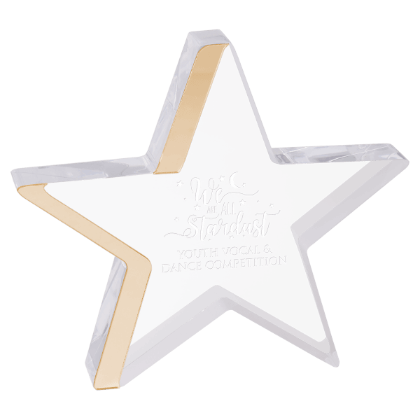 6 3/4″ x 6″ Star Acrylic with Gold Edge