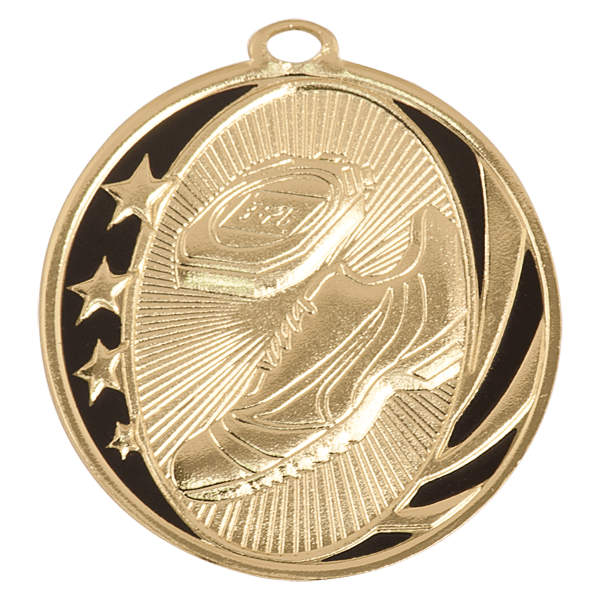 2″ Bright Gold Track Laserable MidNite Star Medal