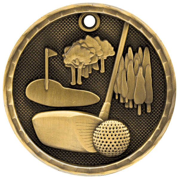 2″ Antique Gold 3D Golf Medal
