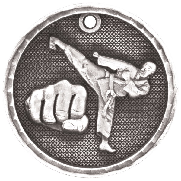 2″ Antique Silver 3D Martial Arts Medal